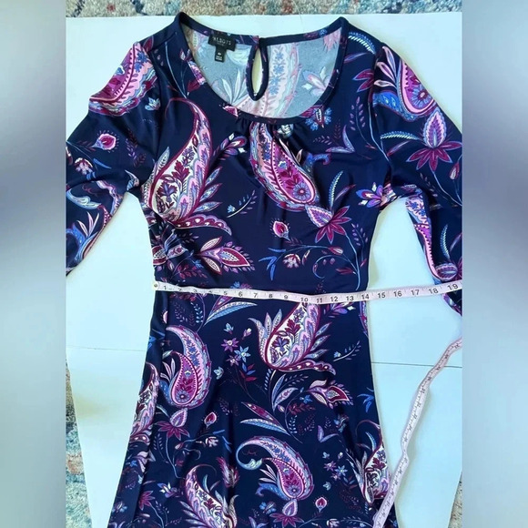 NWOT Talbots Navy and Pink Paisley Fit and Flare Dress Women Size 4 Peti… - Picture 8 of 9